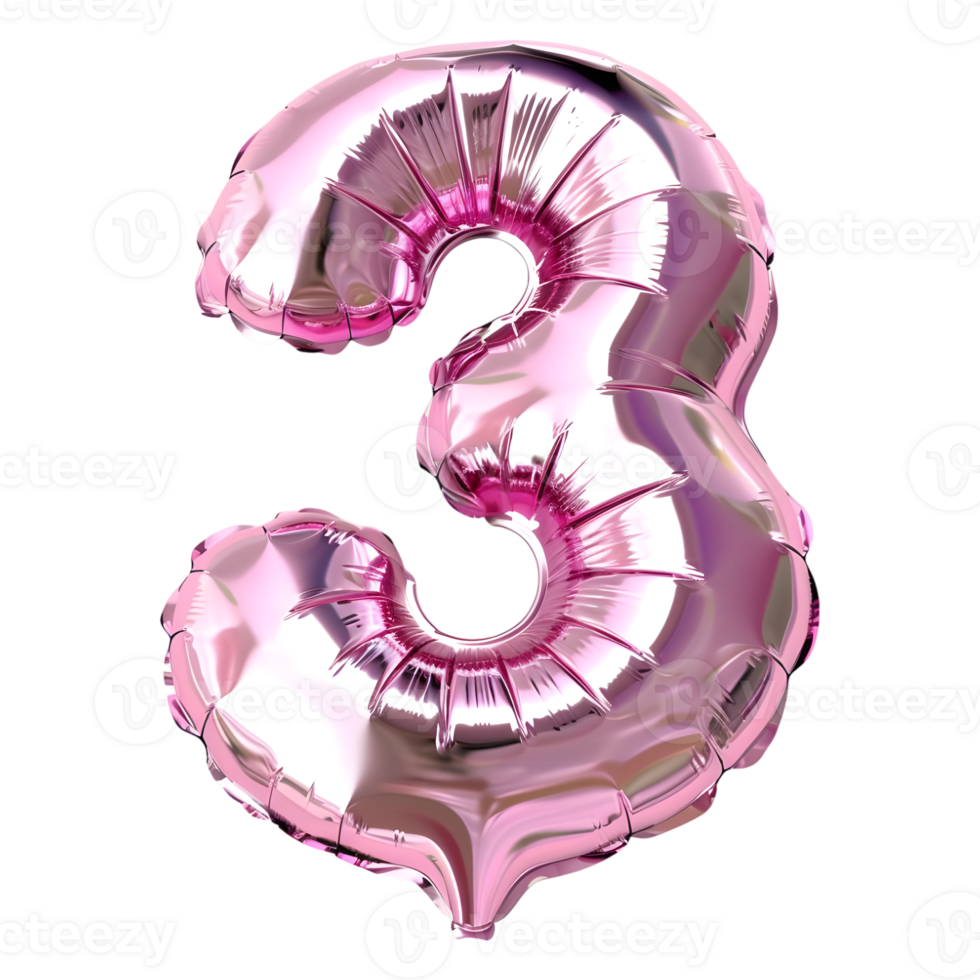 3D Rendering of a alphabet number 3 Letter on Transparent Background png