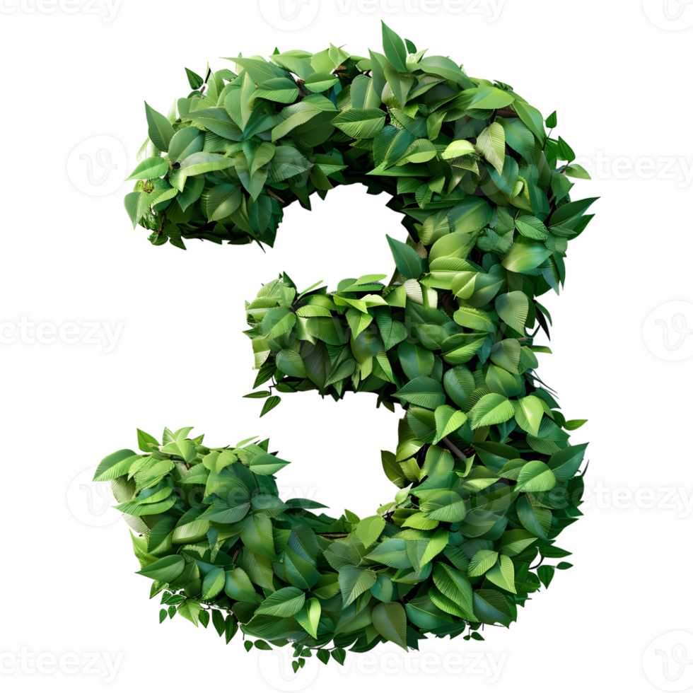 3D Rendering of a alphabet number 3 Letter on Transparent Background png
