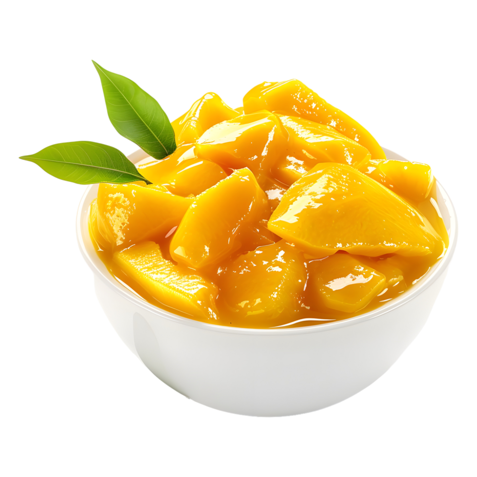 3D Rendering of a Mashed Mango Paste in a Bowl on Transparent Background png