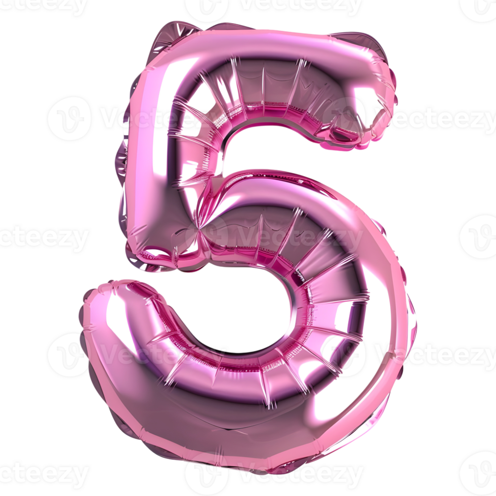 3D Rendering of a alphabet number 5 Letter on Transparent Background png