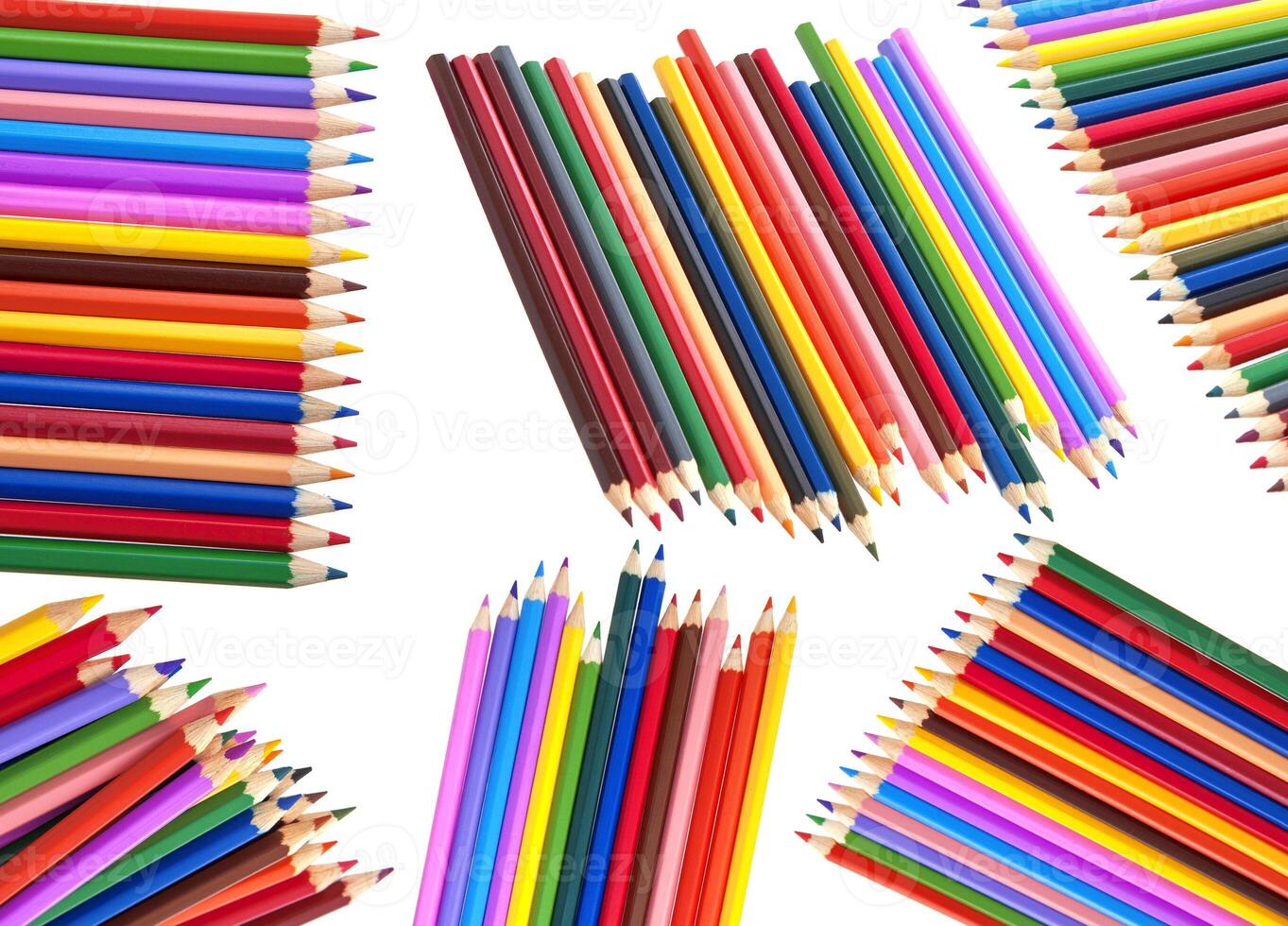 Colored pencils isolated on white background photo