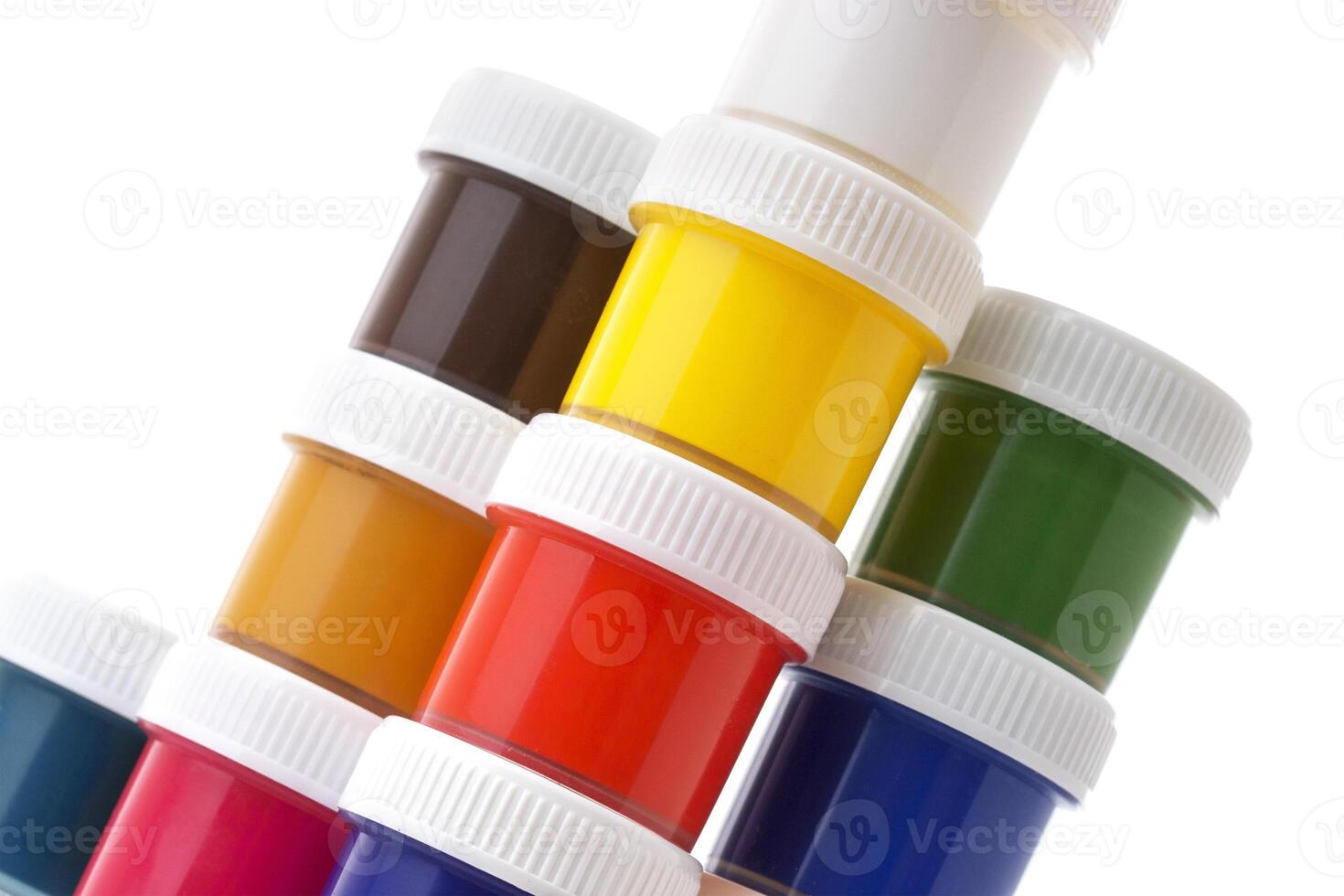 Gouache cans isolated on white background photo