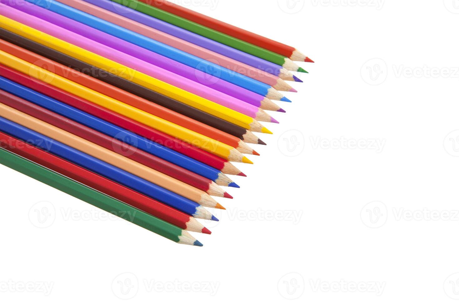 Color pencils set on white background photo