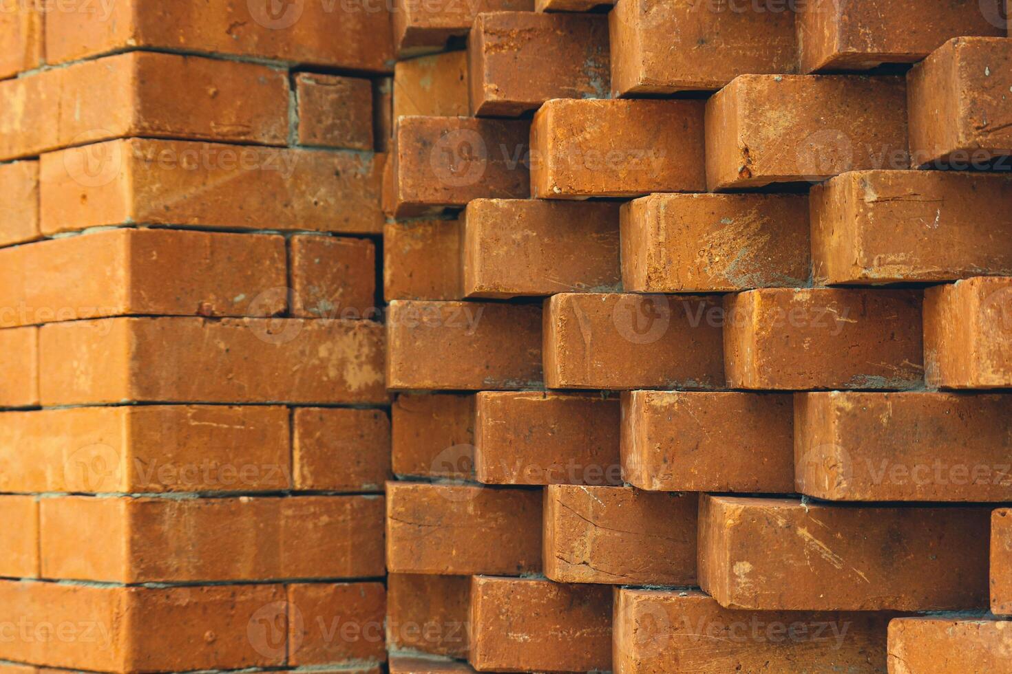 The arrangement of the bricks arranged in such a way forms a very beautiful building wall photo
