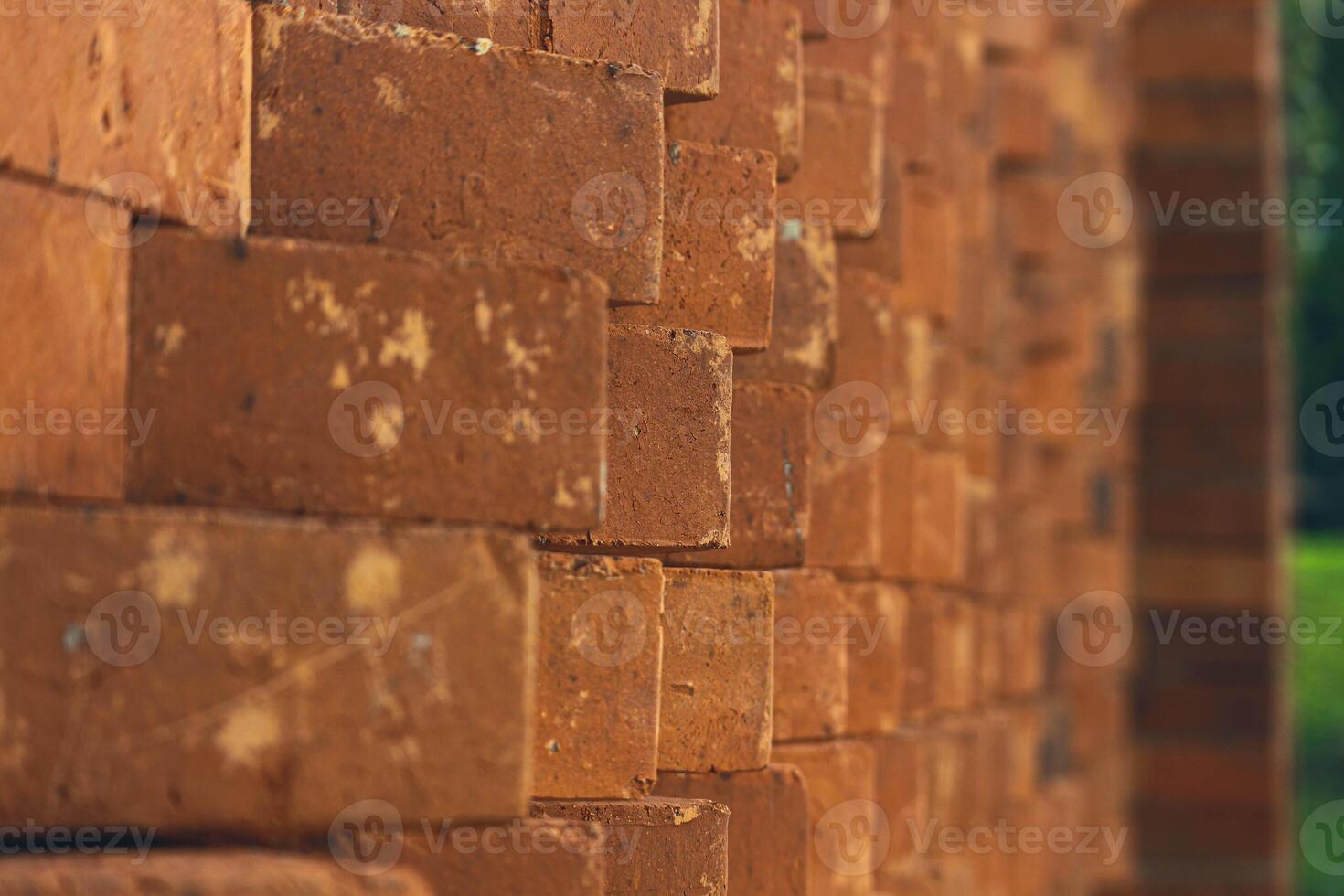 The arrangement of the bricks arranged in such a way forms a very beautiful building wall photo