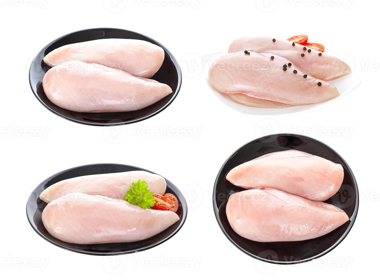 Raw chicken fillet or breast isolated on white photo