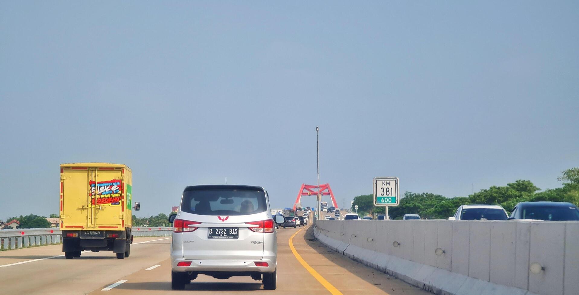 Batang, Indonesia on March 8 2023. The Kalikuto Bridge is the new icon of the Semarang Batang Toll Road. T photo