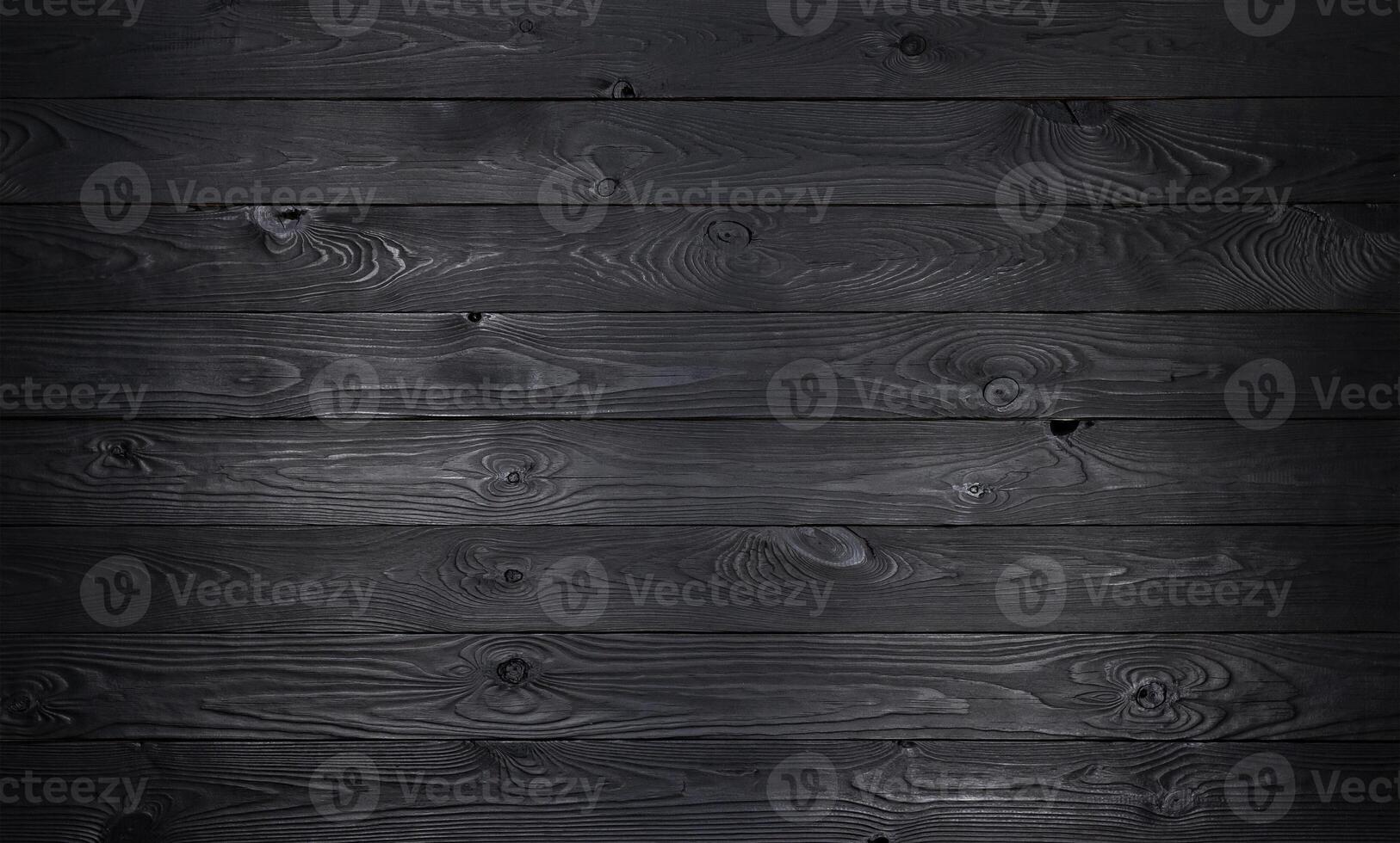 Black wooden background, old wooden planks texture photo