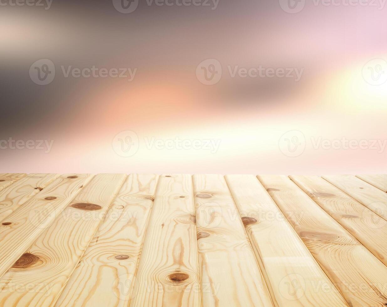 Light wooden table background for the product photo