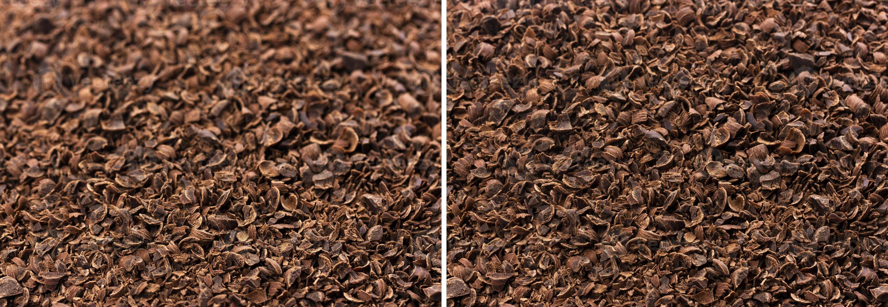 Grated chocolate texture. Ground chocolate background photo