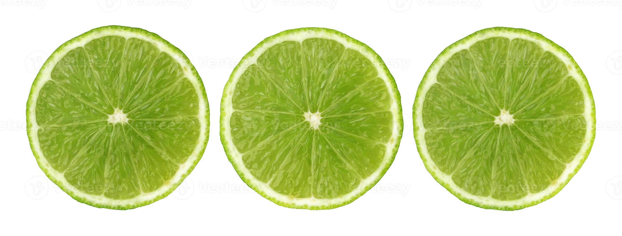 Lime slices isolated on white background with clipping path. Collection photo