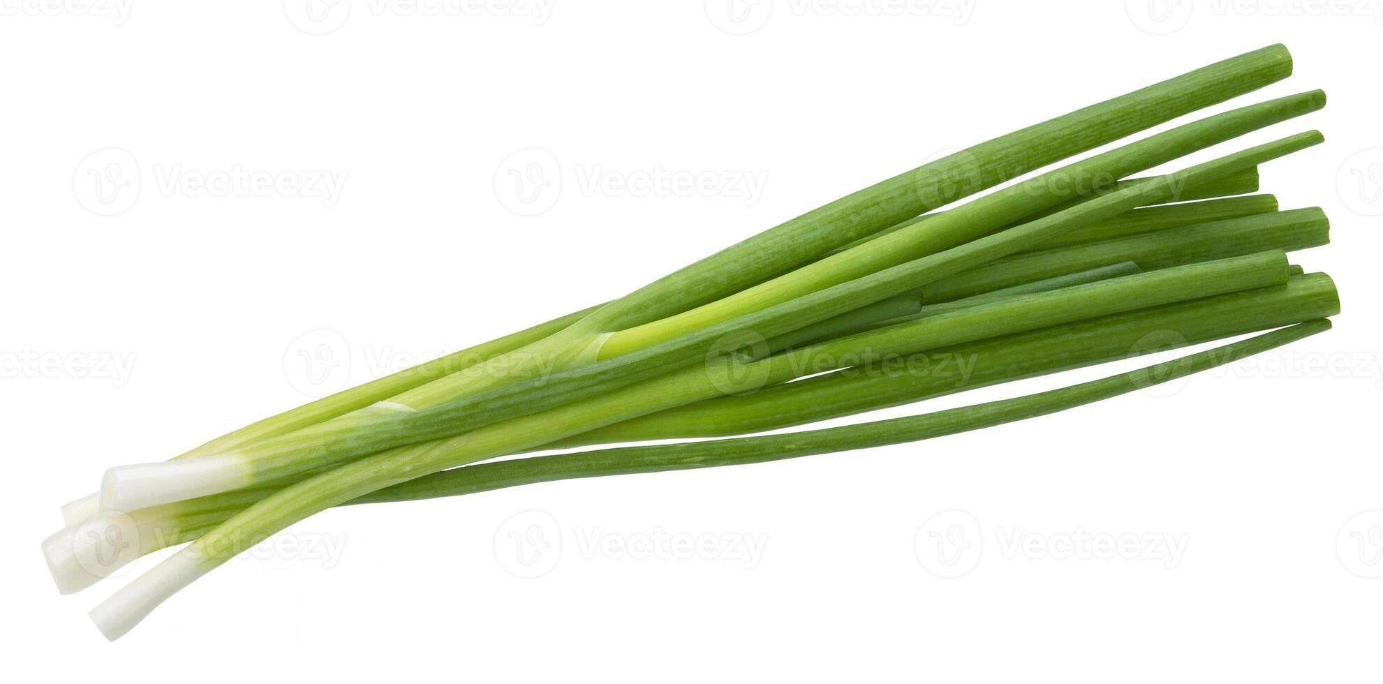 verde cebolla, Fresco cebollín aislado en blanco antecedentes foto