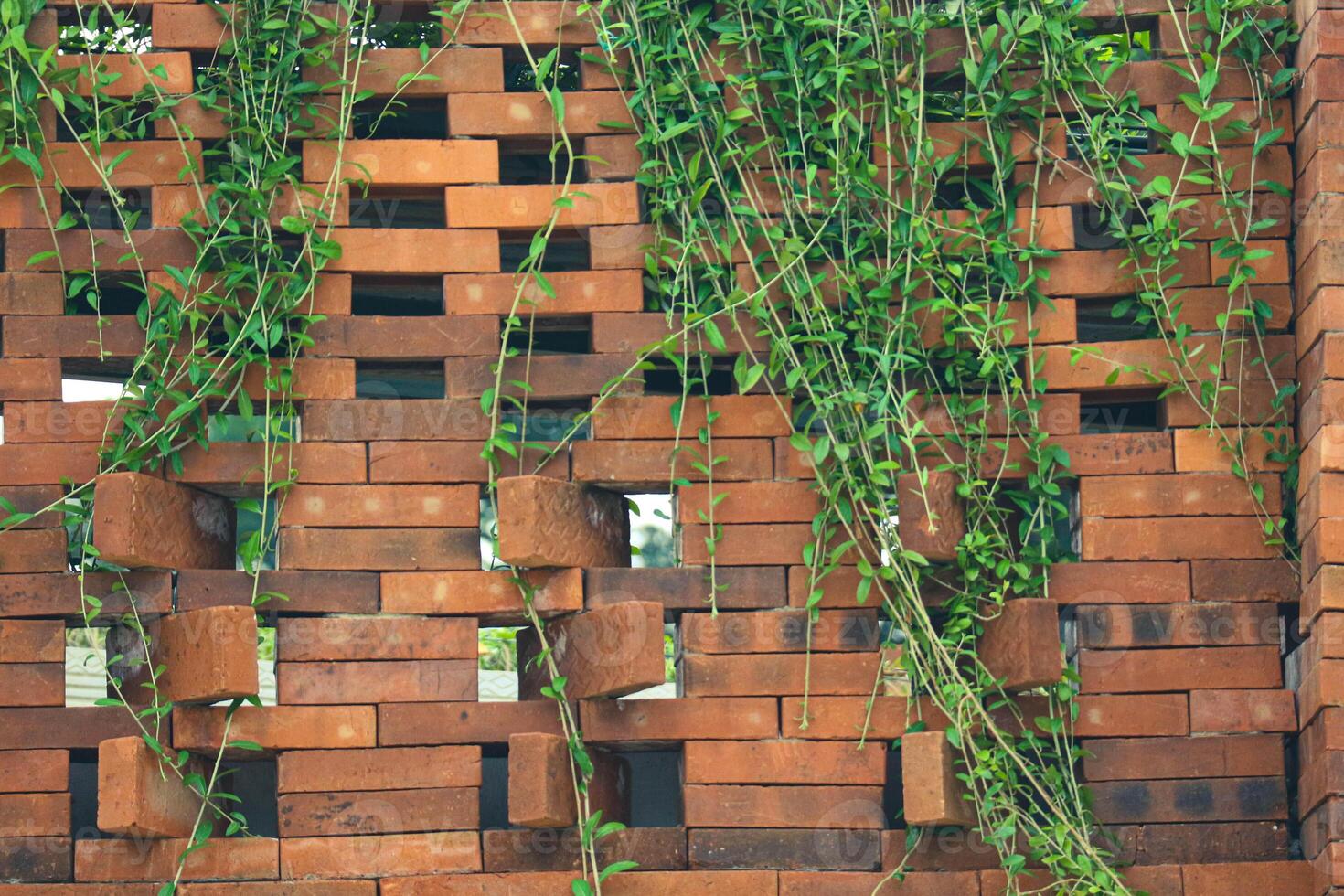 The arrangement of the bricks arranged in such a way forms a very beautiful building wall photo