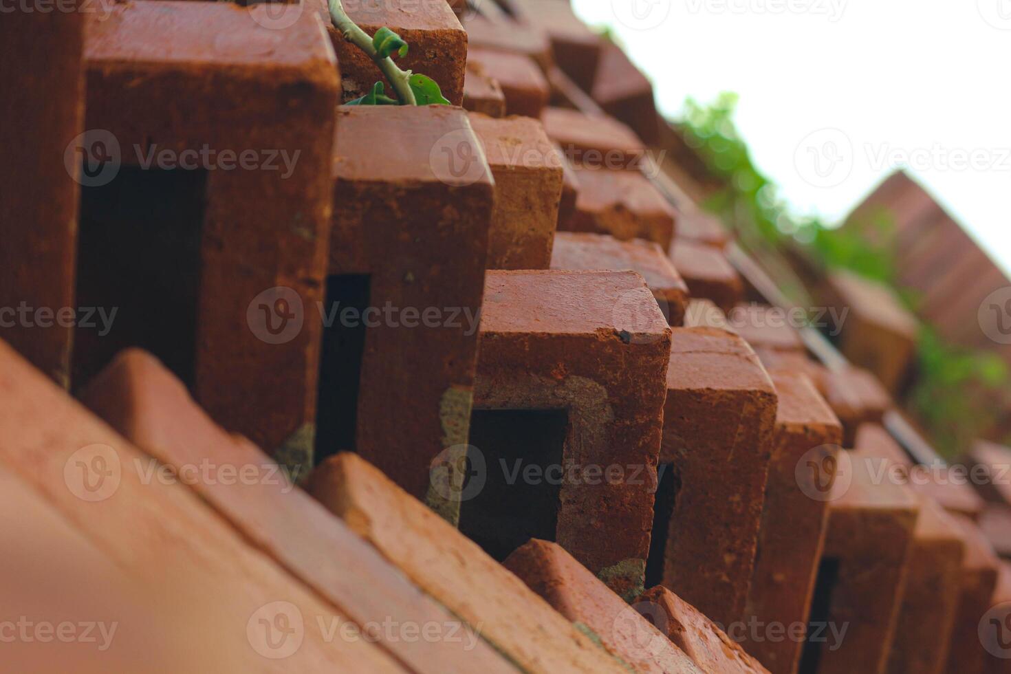 The arrangement of the bricks arranged in such a way forms a very beautiful building wall photo
