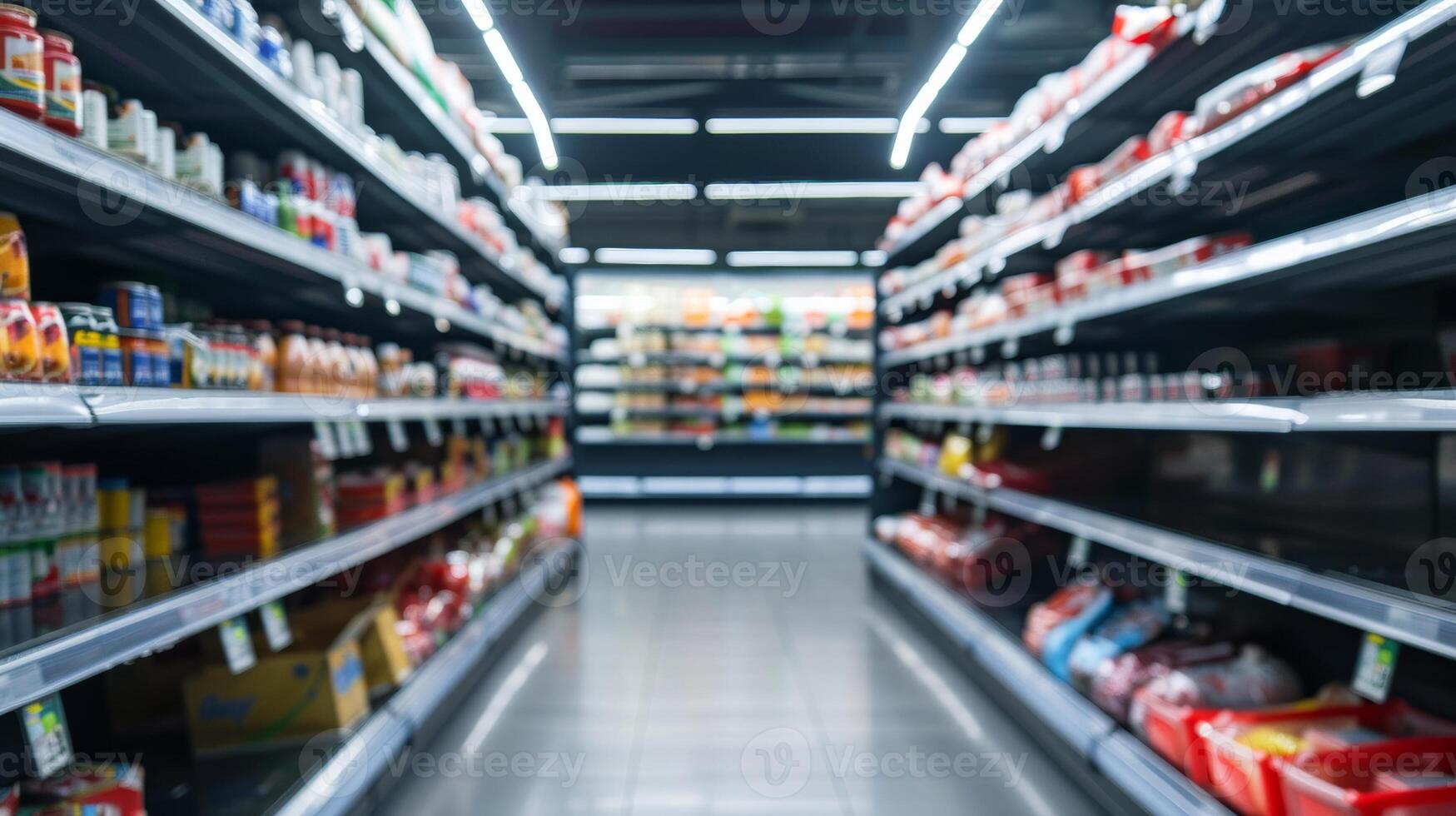 empty grocery shelves, panic buying concept, background with empty space for text photo