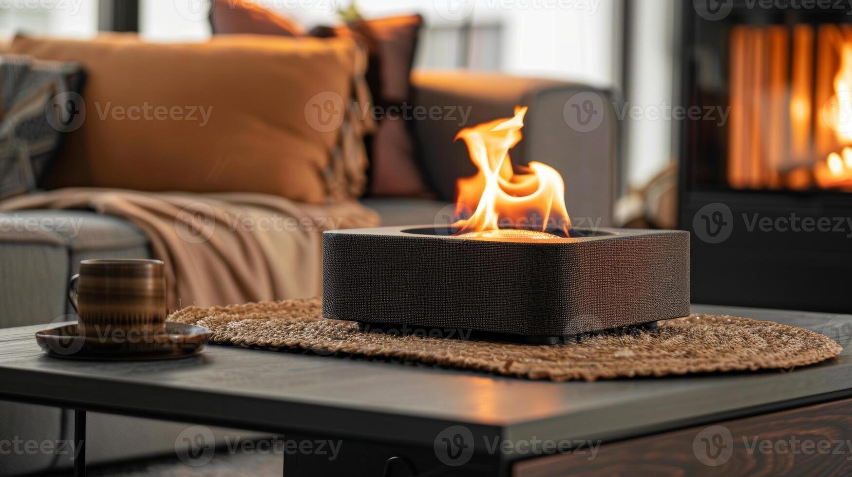 The perfect combination of warmth and style this portable fireplace is a musthave for any home. 2d flat cartoon photo