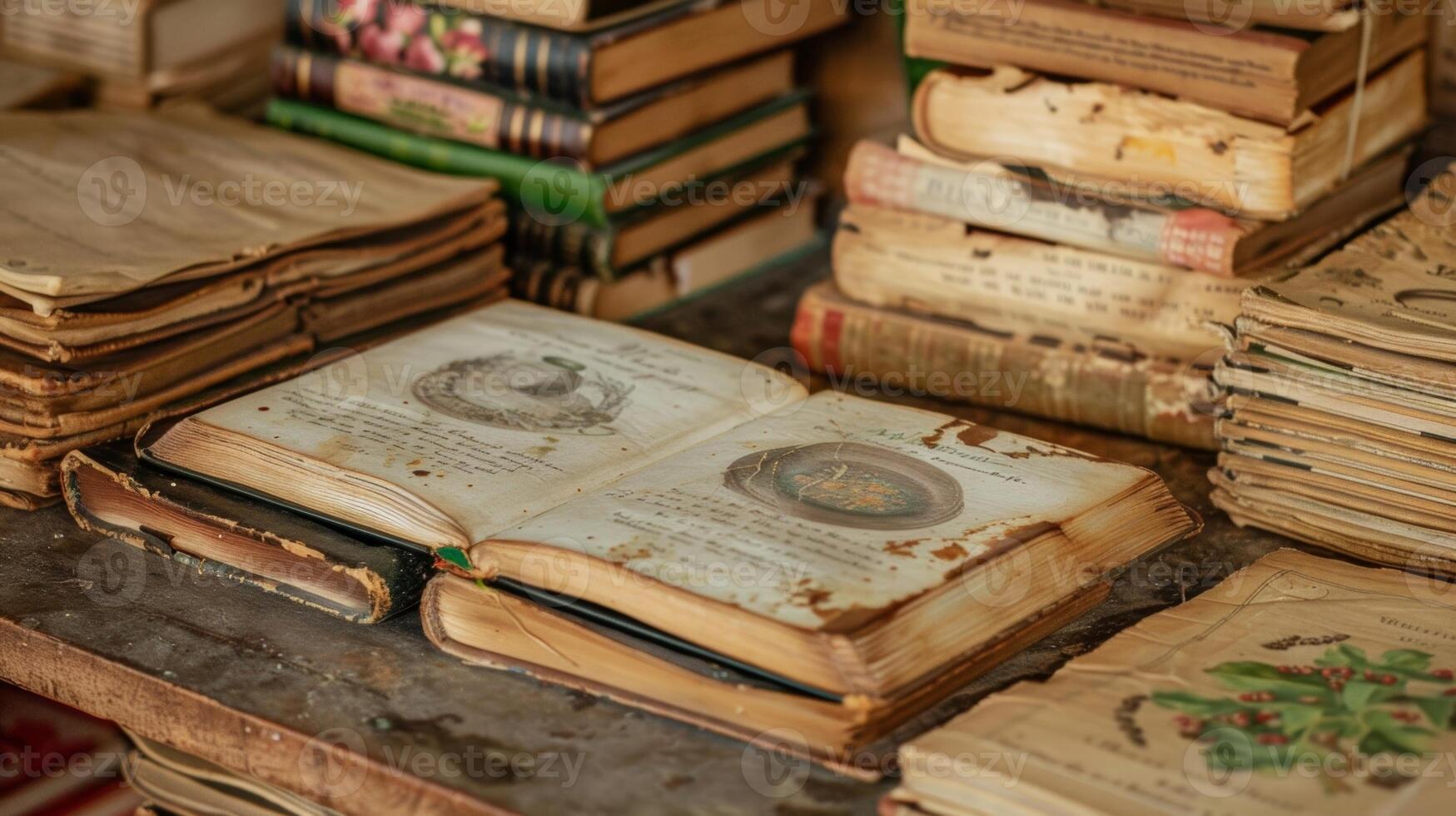 A display of historical cookbooks and recipe books from different Caribbean countries showcasing the evolution of traditional dishes over time photo