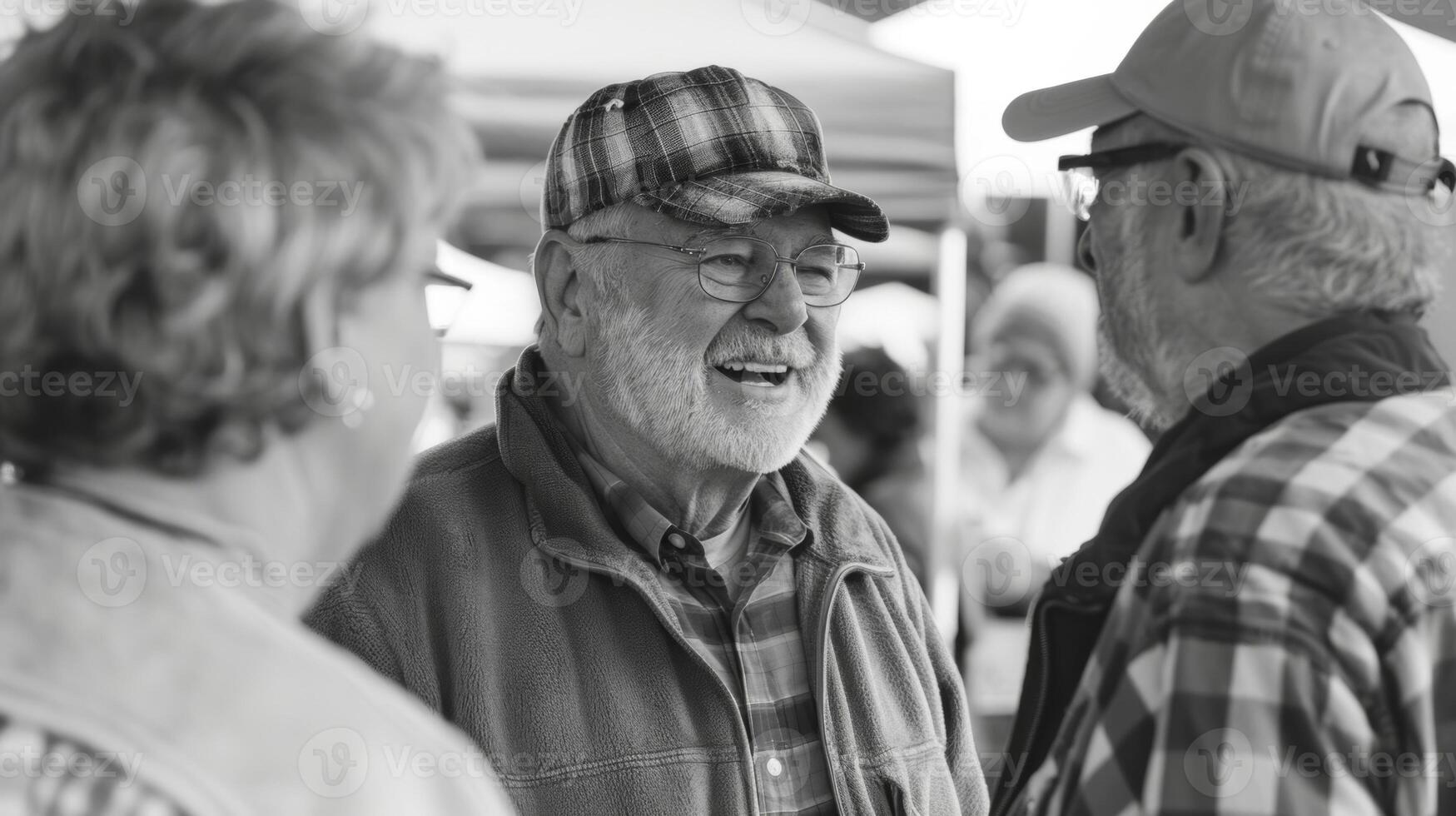 The sense of community as neighbors and friends catch up while browsing the market photo
