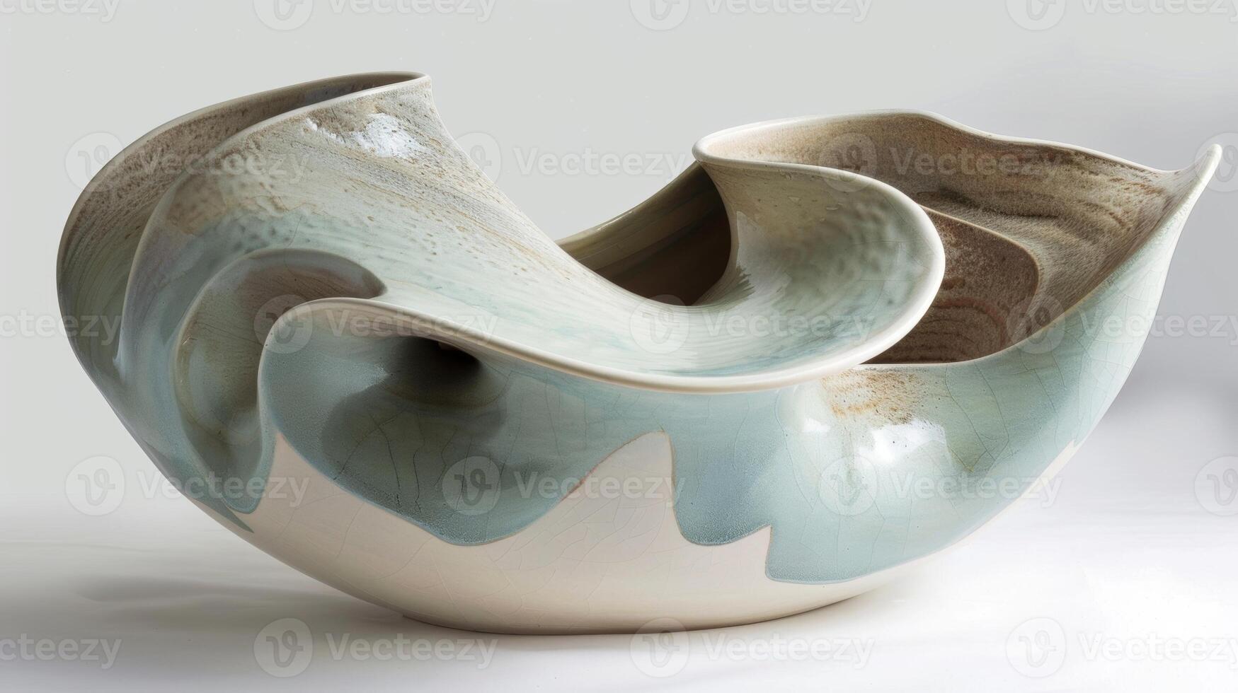 In this piece the artist has transformed the smooth surface of ceramic into a playful of abstract forms. photo