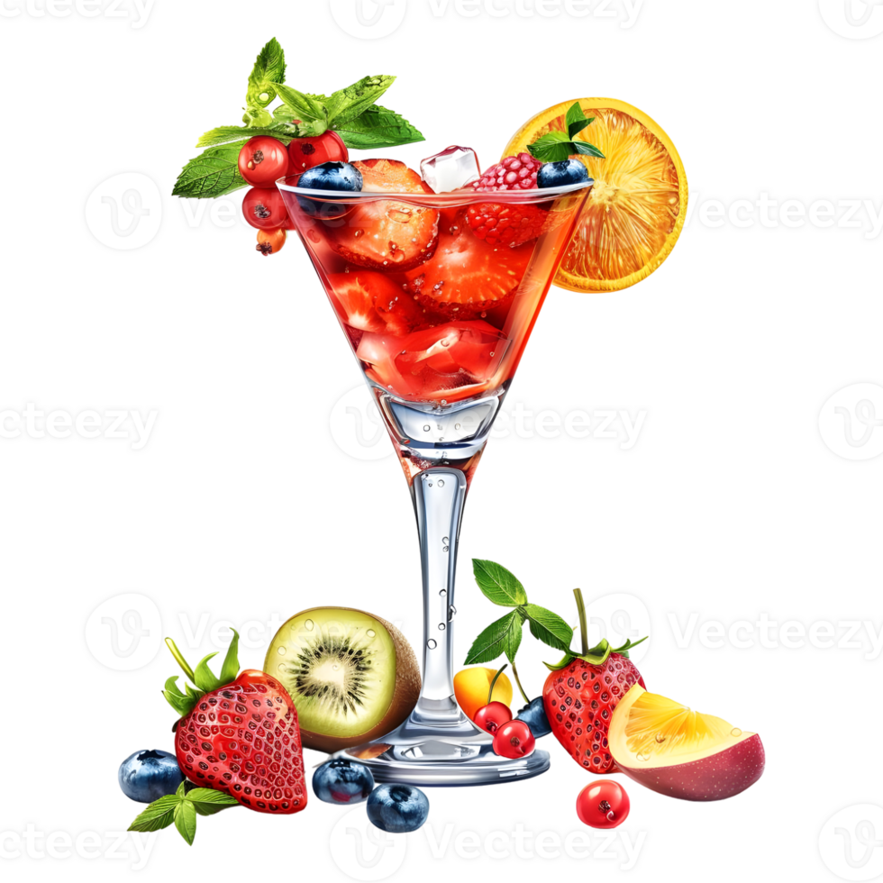 3D Rendering of a Mix Fruits Juice Glass on Transparent Background png