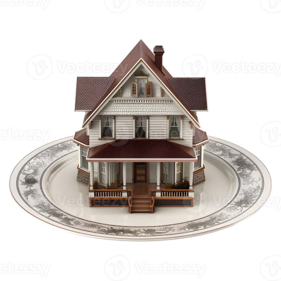 3D Rendering of a Modern House Model on Transparent Background png