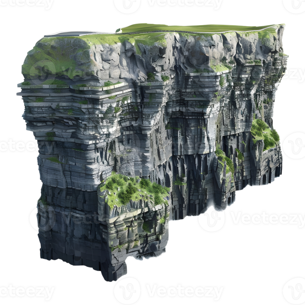 3D Rendering of a Stone Cliff on Transparent Background png