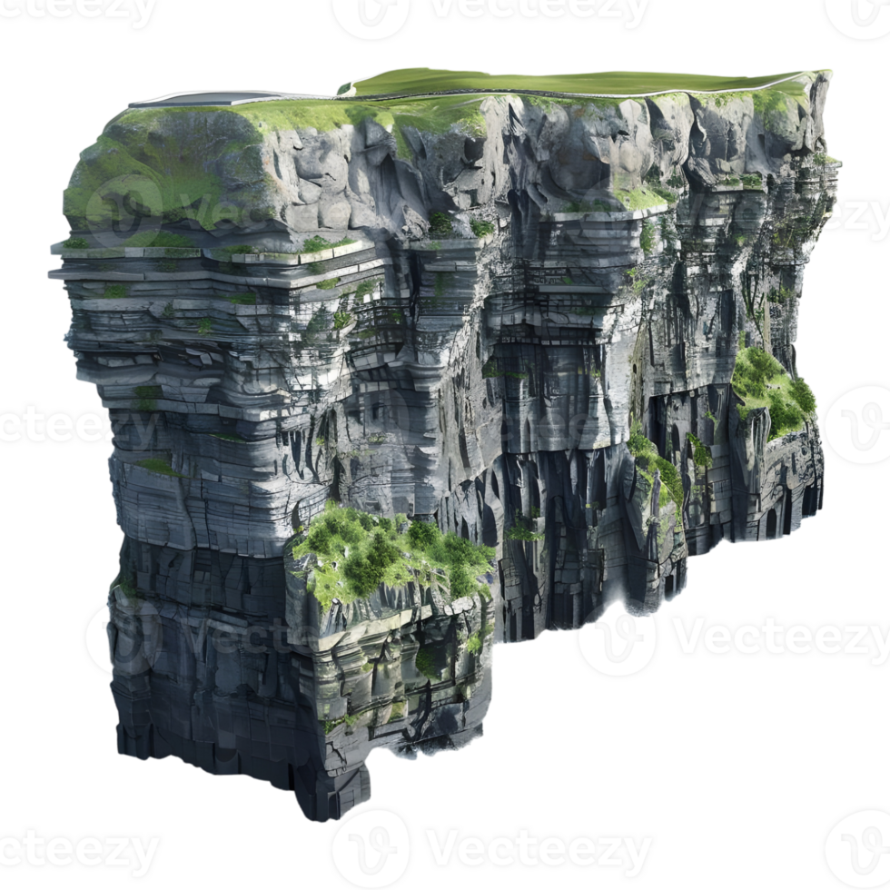 3d representación de un Roca acantilado en transparente antecedentes png