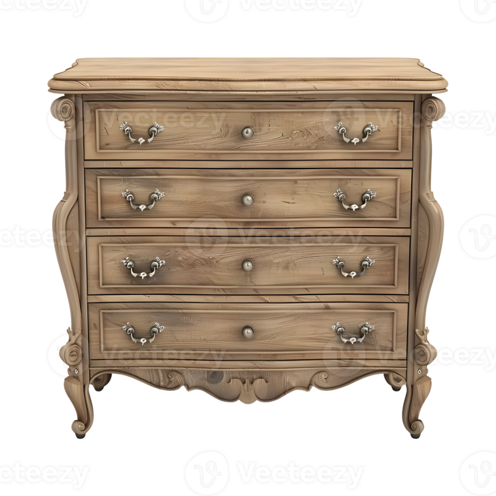 3D Rendering of a Wooden Drawer Table on Transparent Background png
