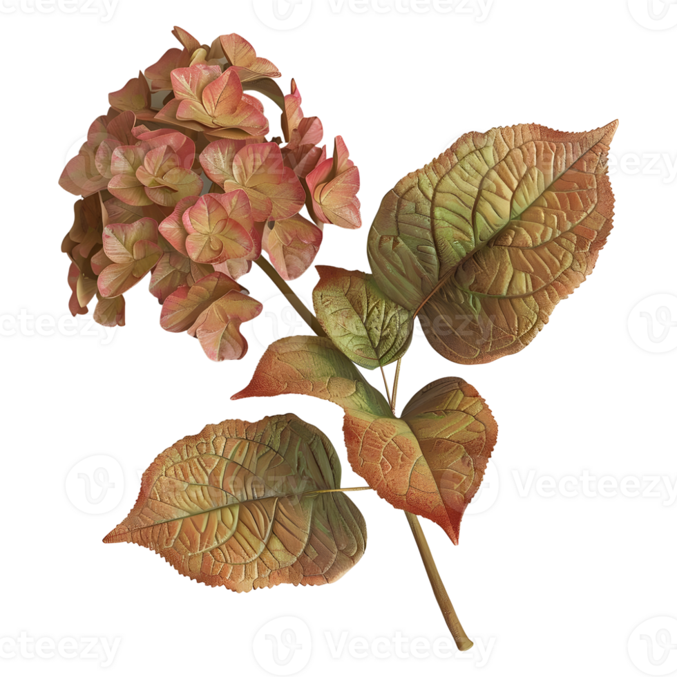 3D Rendering of a Hydrangea macrophylla Flower on Transparent Background png