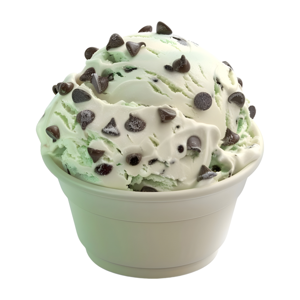 3D Rendering of a Green Mint Ice Cream in a Cup on Transparent Background png