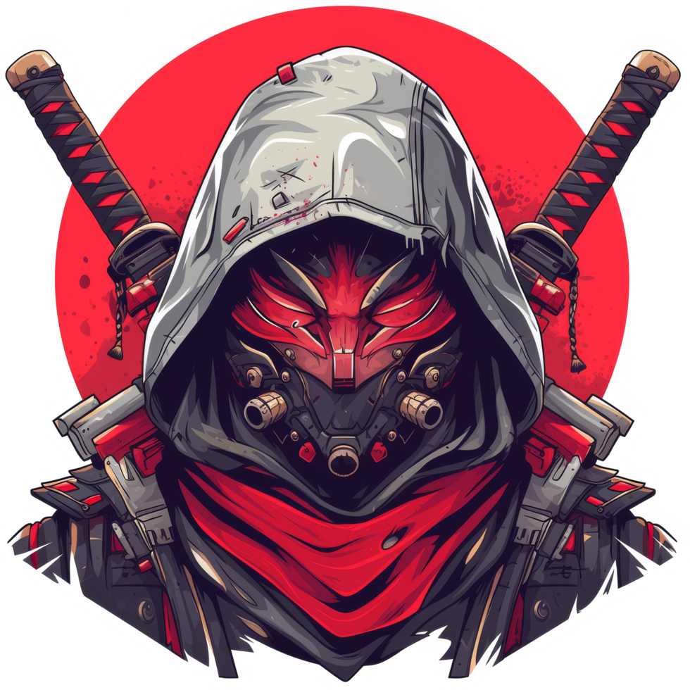 Samurai Artwork Illustration for T-Shirt Design on Transparant Background Free png