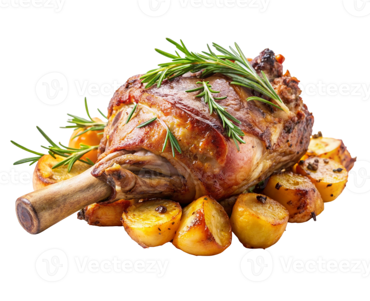 Roasted pork shank with rosemary and potatoes png