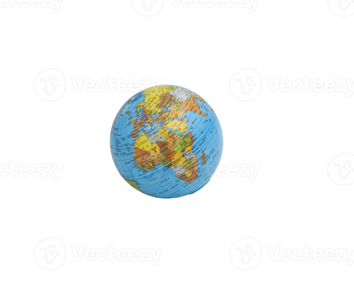 Model of the world lying on its side, globe or Earth isolated with no background. Africa, Europe, India, Turkey, Iran, Iraq. Horizontal. For text. png