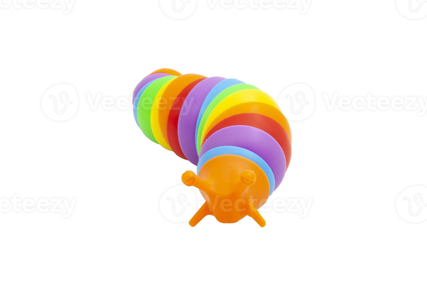 Multicoloured anti-stress plastic slug. Sensory toys for children. Flexible multicoloured toy without background. A game for developing imagination and fine motor skills. png