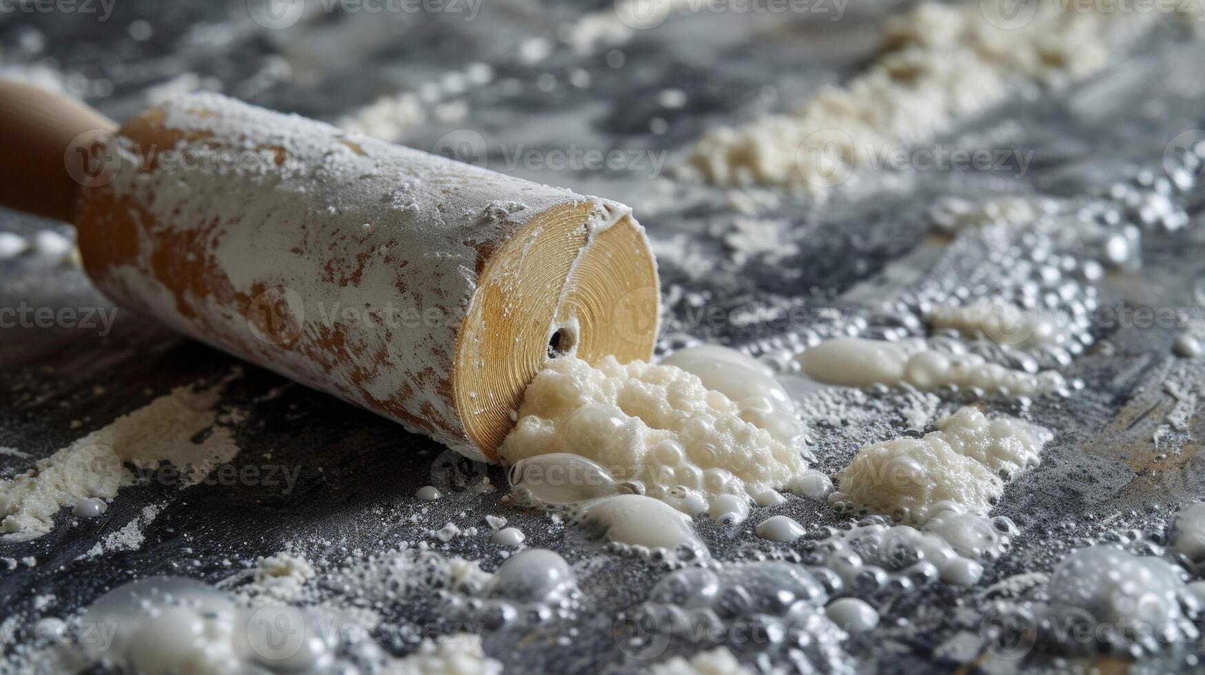 A closeup of a wallpaper roller tool flattening out air bubbles and ensuring a seamless application photo