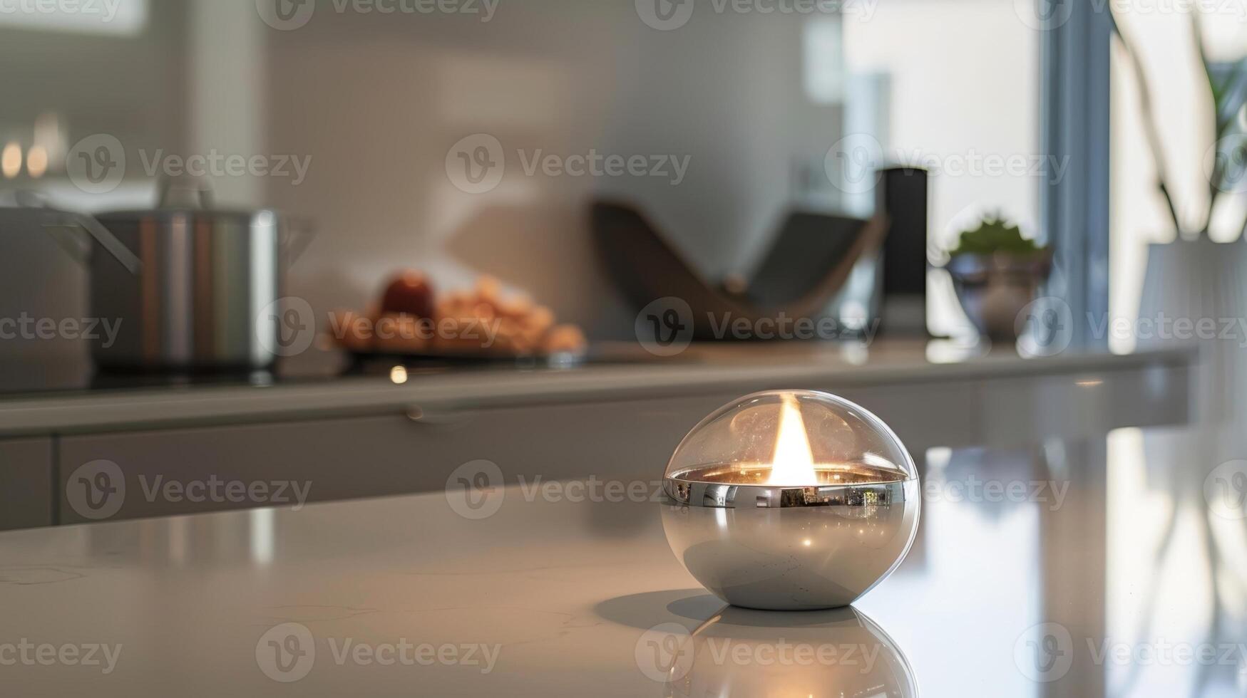 The fire orbs round shape adds a softness to the clean lines of a modern kitchen giving it a touch of warmth and personality. 2d flat cartoon photo