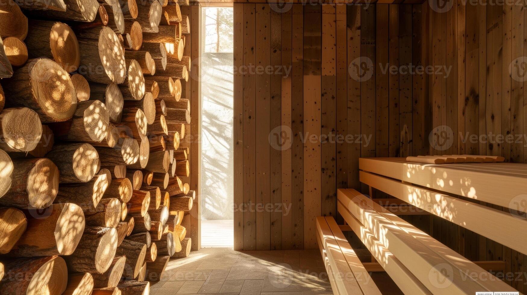 A woodfired sauna that sources its wood from sustainably managed forests promoting responsible and ecofriendly practices. photo