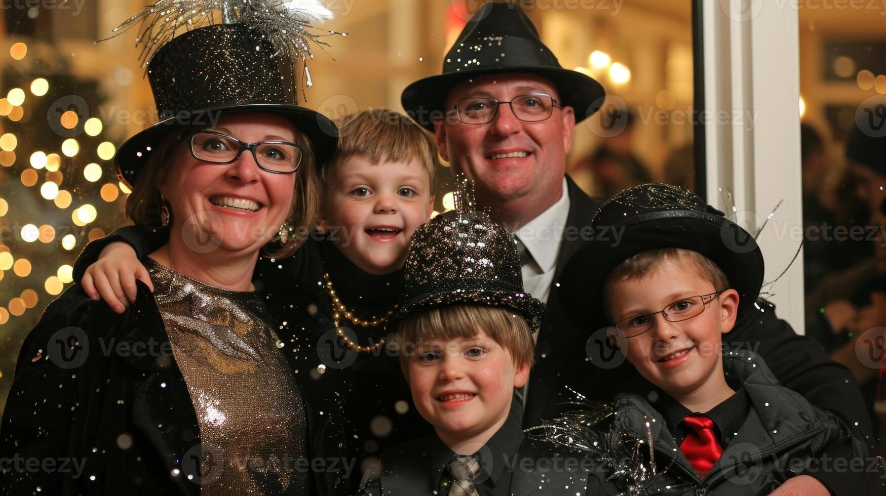Parents and children dressed in their best sparkly attire ready to ring in the New Year with style photo