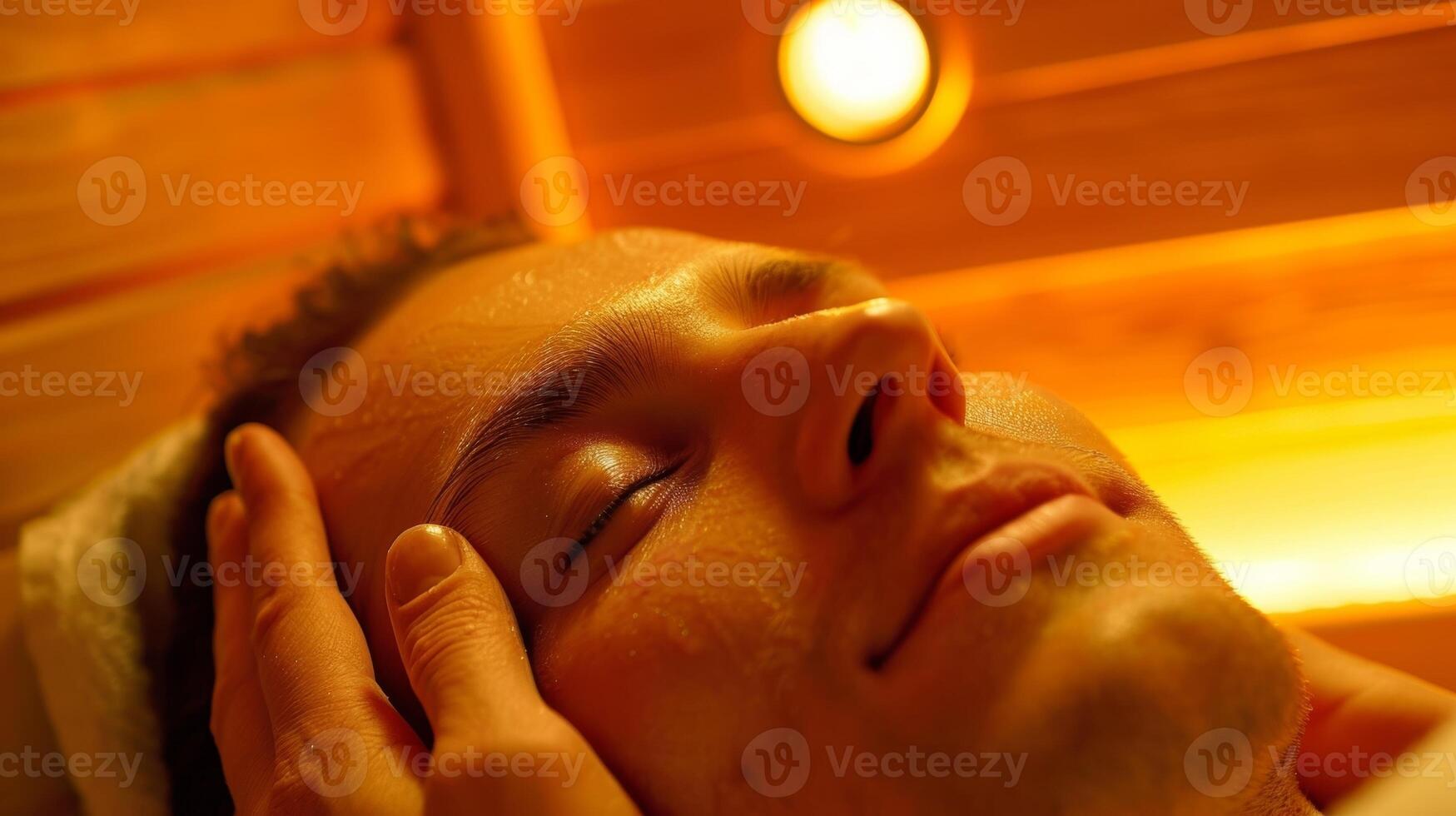 A client receiving a lymphatic drainage massage inside the sauna as part of their naturopathic treatment plan. photo