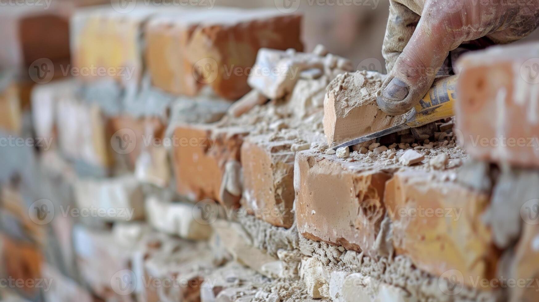 A traditional brick wall taking shape representing centuries of building techniques photo