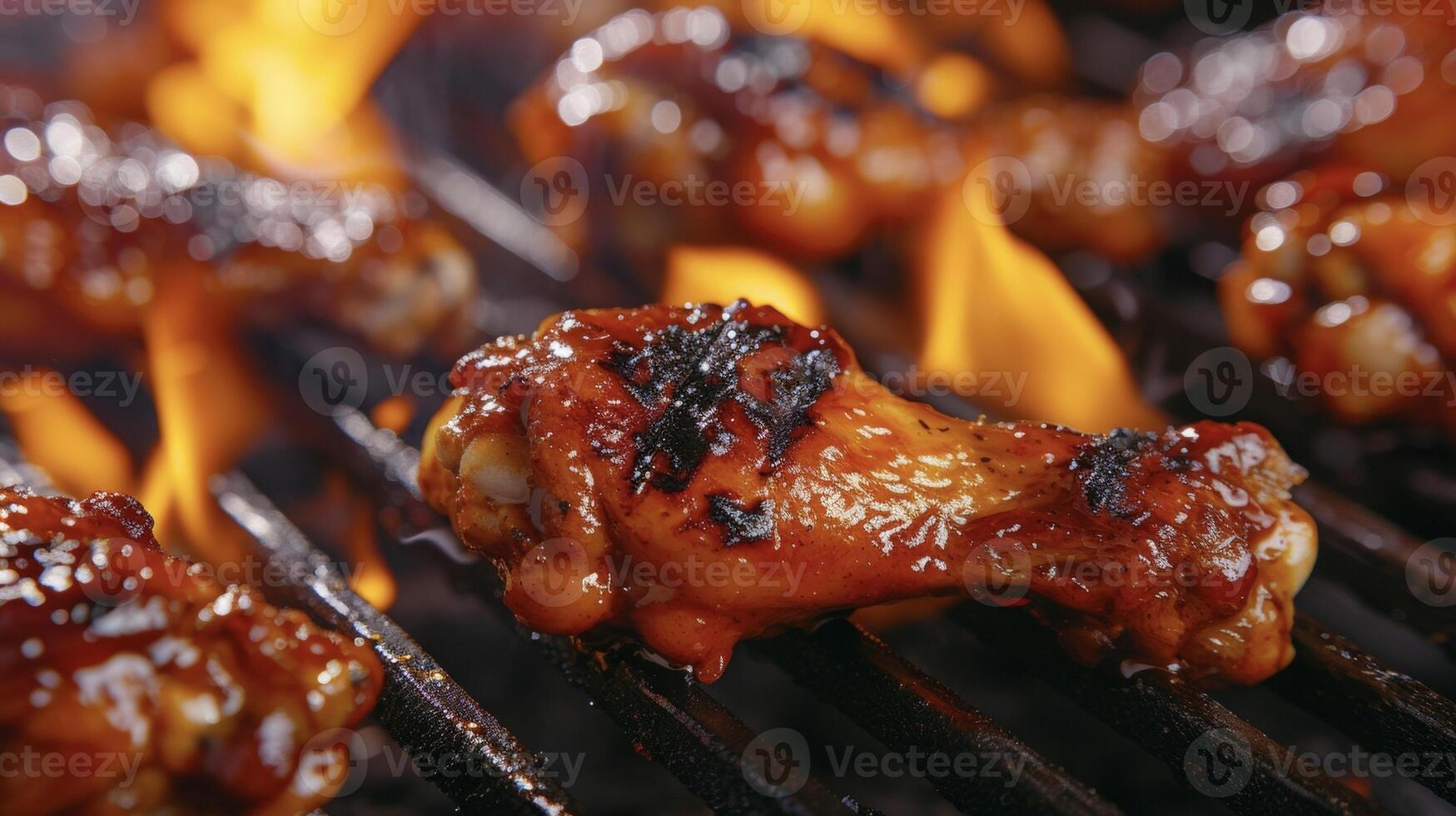 Flamekissed chicken wings with a smoky aroma and a bold kick of e on every bite perfect for summer barbecues photo