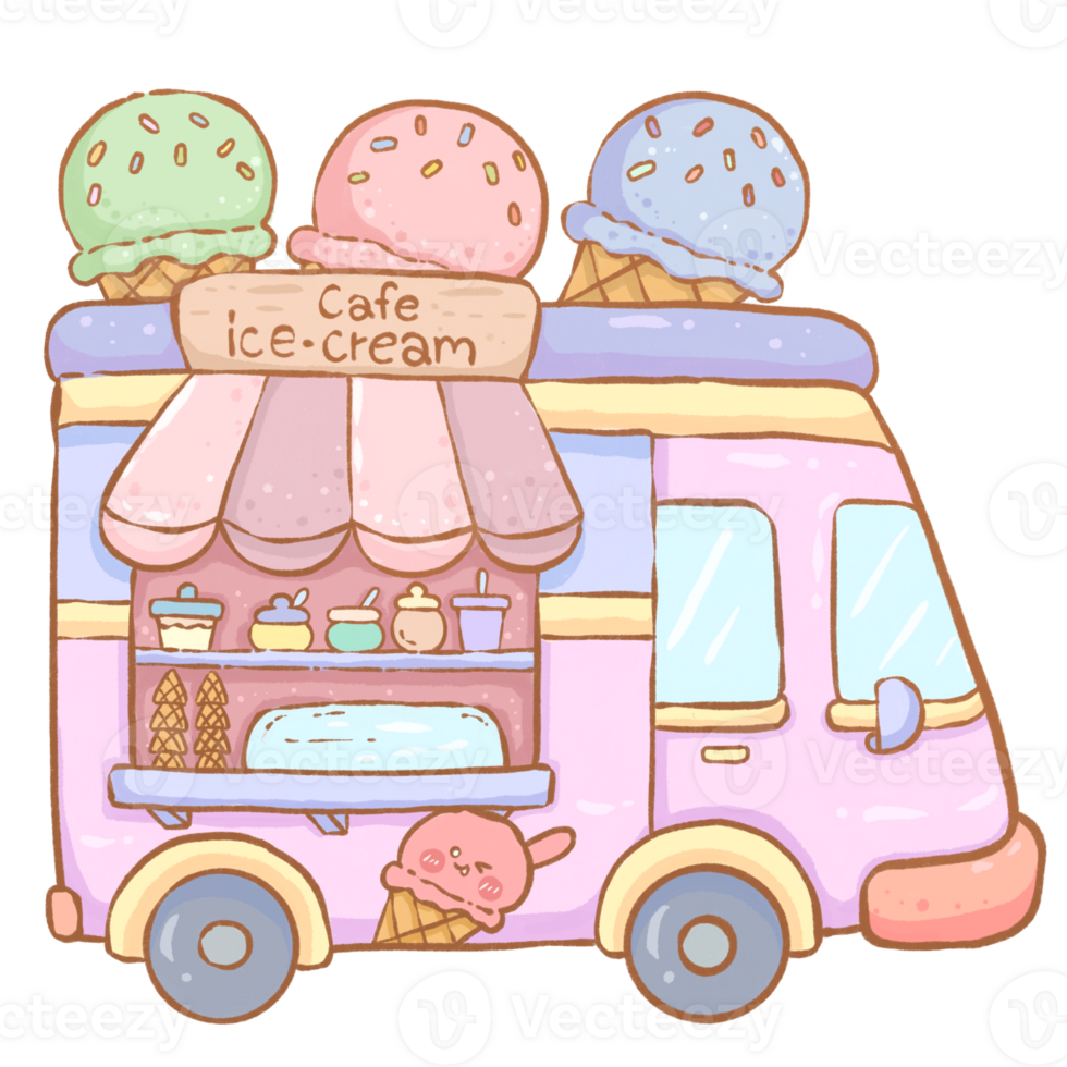 illustration of ice cream car png