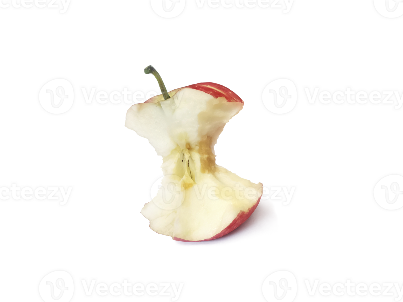 Red apple with missing a bite. transparent background png