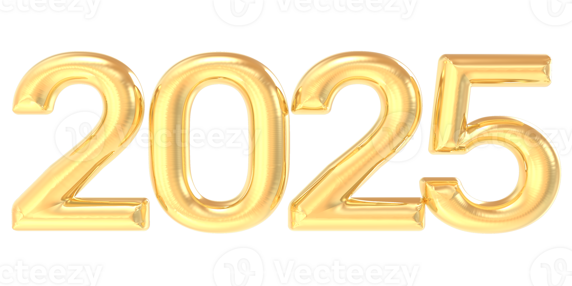 Happy New Year 2025 Gold 3D Number 44648506 PNG