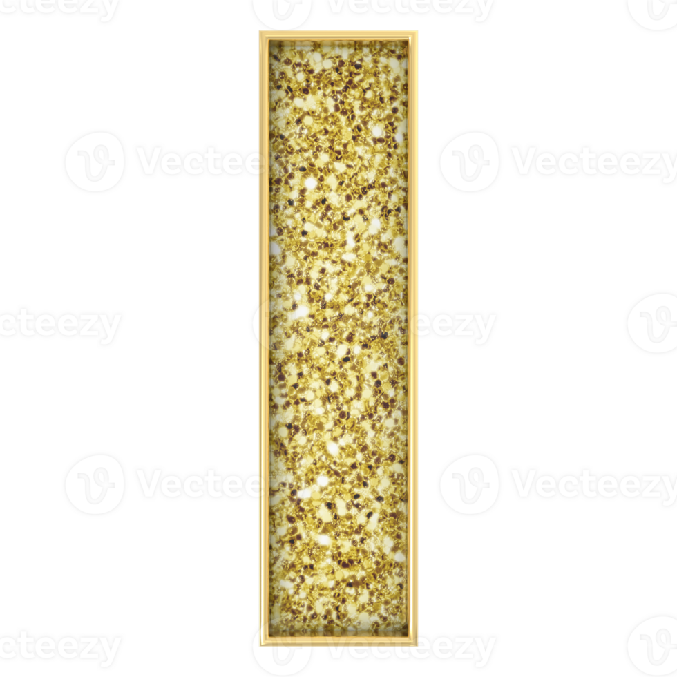 I Font Gold 3D Render png