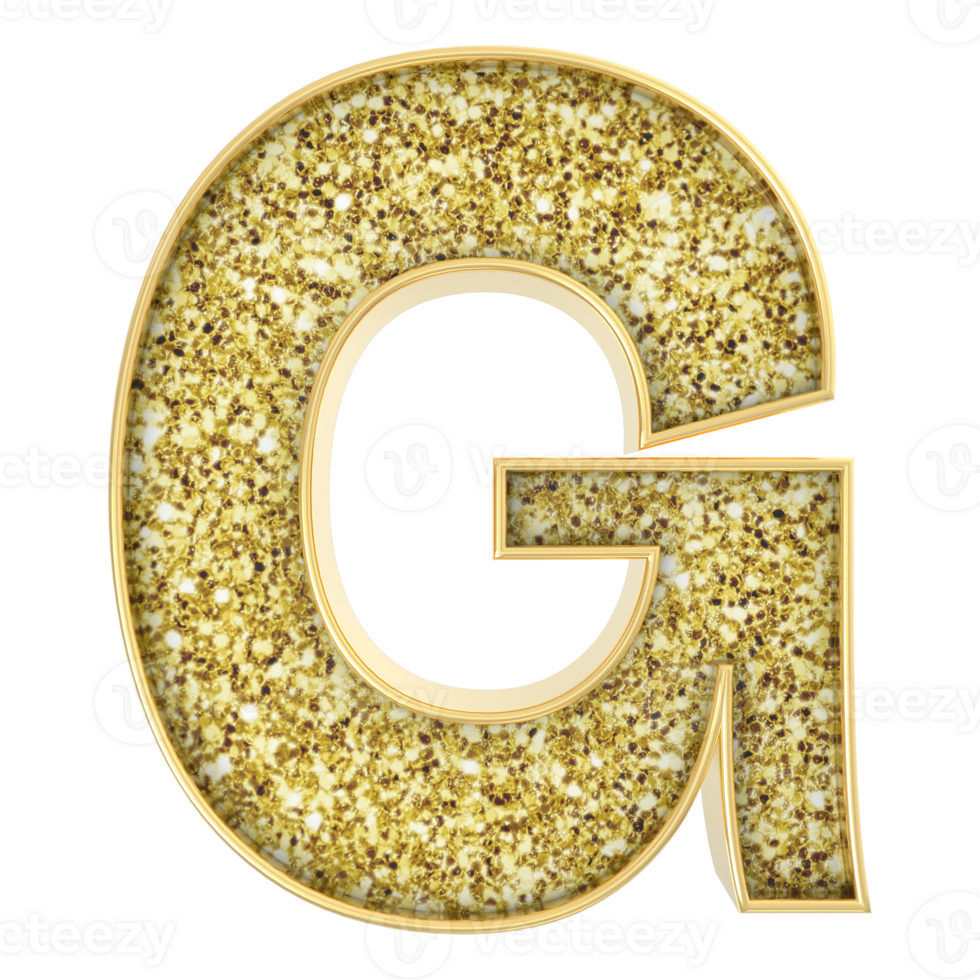 G Font Gold 3D Render png
