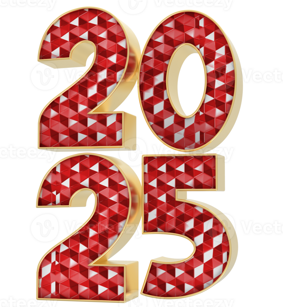 Happy New Year 2025 3D Number png