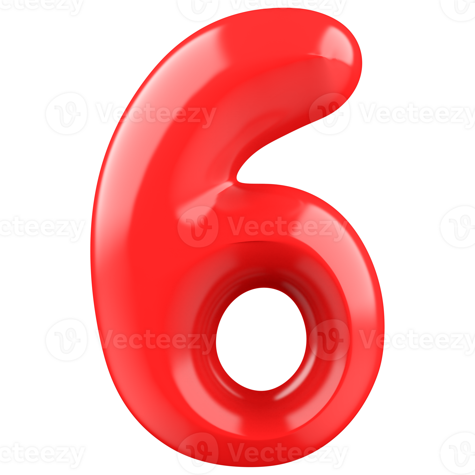 6 red number 3d rendering 44648545 png