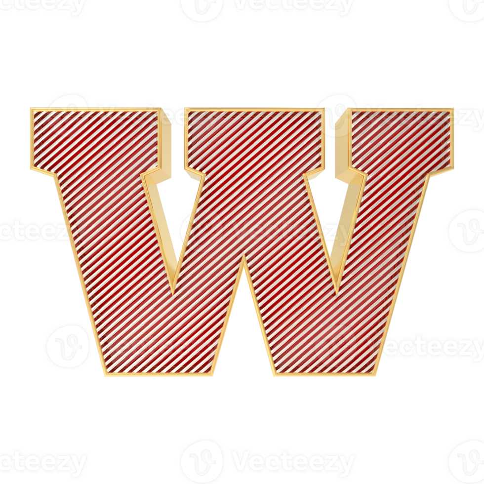 Font W 3D Render png