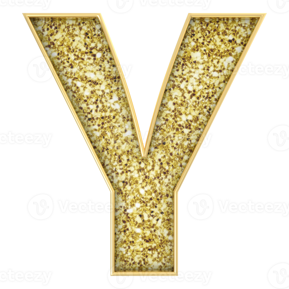 Y Font Gold 3D Render png